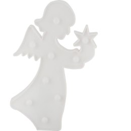 Biały Anioł LED 9l z Dekoracją Świetlną na Baterie 2xAA, 28 cm