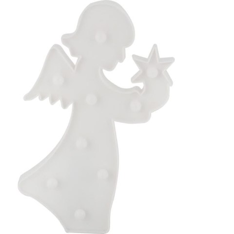 Biały Anioł LED 9l z Dekoracją Świetlną na Baterie 2xAA, 28 cm