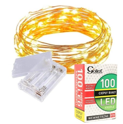 Biały Girlanda Świąteczna z 100 LED Łezkami, na Baterie, Energooszczędna, na Drucie do Formowania