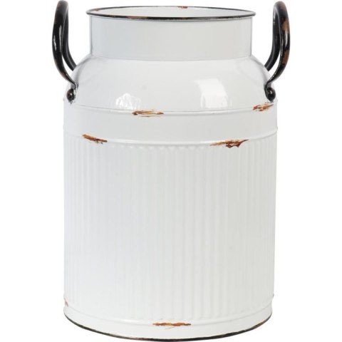 Biały Metalowy Wazon Kanka w Stylu Vintage z Efektem Postarzenia