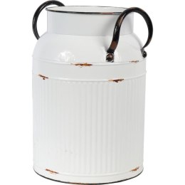 Biały Metalowy Wazon Kanka w Stylu Vintage z Efektem Postarzenia