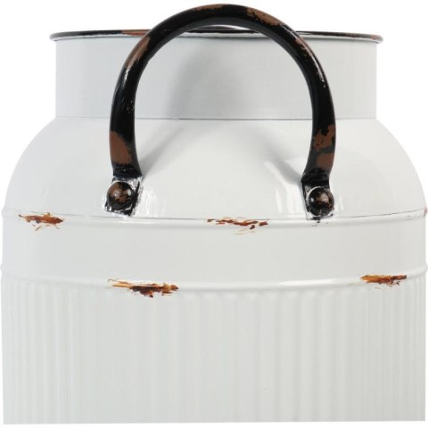 Biały Metalowy Wazon Kanka w Stylu Vintage z Efektem Postarzenia