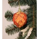 Bombka choinkowa z brokatowym materiałem w kolorze pomarańczowym, 8 cm