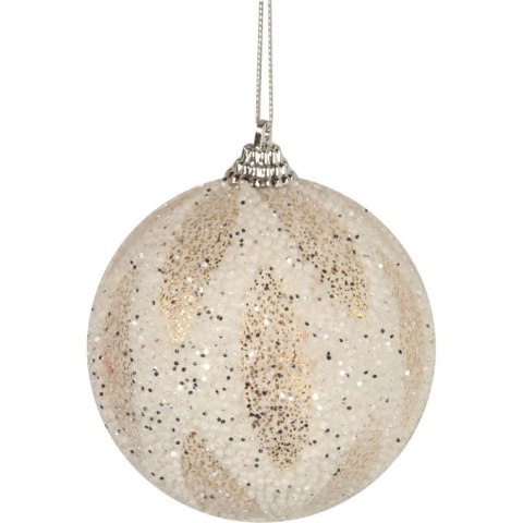 Bombka styropianowa biało-złota z brokatem