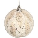 Bombka styropianowa biało-złota z brokatem