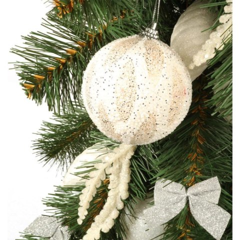 Bombka styropianowa biało-złota z brokatem