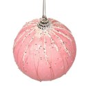 Bombka styropianowa różowa z brokatem i cekinami