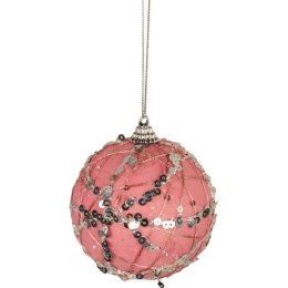 Bombka styropianowa różowa z brokatem