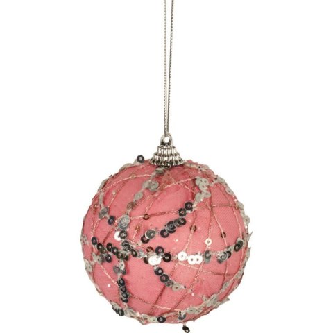 Bombka styropianowa różowa z brokatem