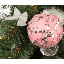 Bombka styropianowa różowa z brokatem