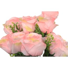 Bukiet 8 róż z dodatkiem bukszpanu w kolorze jasny róż