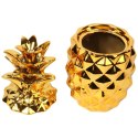 Ceramiczna duża szkatułka ananas w kolorze złotym