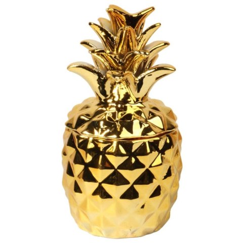 Ceramiczna mała szkatułka ananas w kolorze złotym