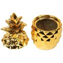 Ceramiczna mała szkatułka ananas w kolorze złotym