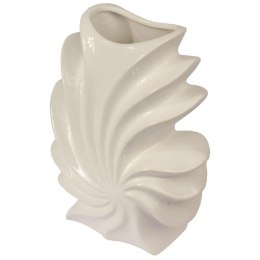 Ceramiczny biały wazon w kształcie muszli 24x19x10 cm