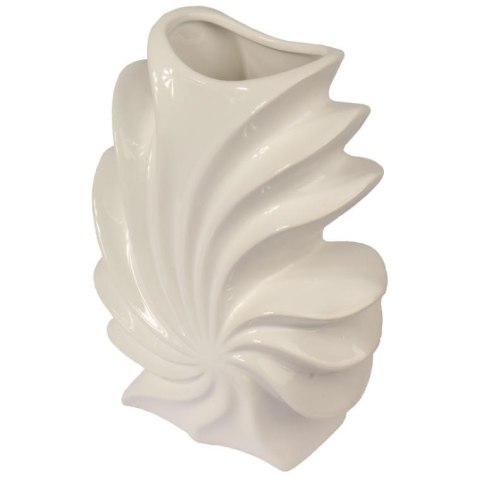Ceramiczny biały wazon w kształcie muszli 24x19x10 cm
