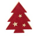 Czerwona Drewniana Choinka Pokryta Aksamitem z Złotymi Gwiazdkami