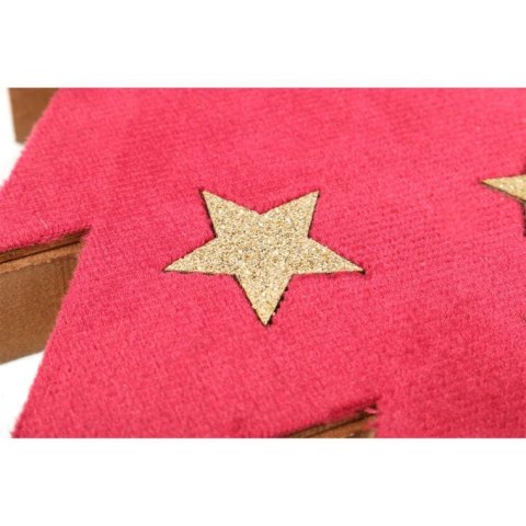 Czerwona Drewniana Choinka Pokryta Aksamitem z Złotymi Gwiazdkami