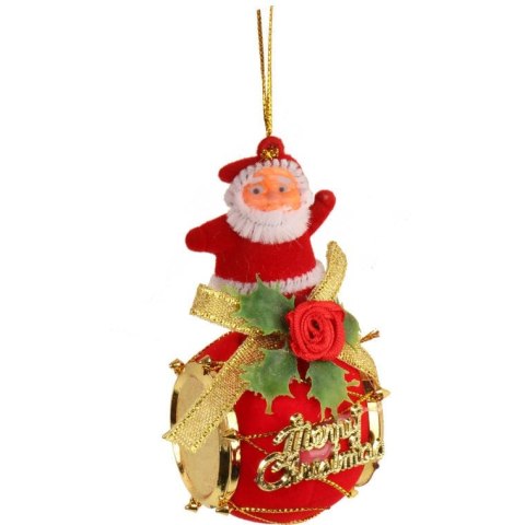 Czerwone Zawieszki Świąteczne - Mikołaje na Bębenkach (Komplet 2 sztuk)