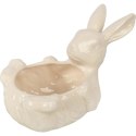 Dekoracyjna Misa w Kształcie Zająca Wielkanocnego z Białej Ceramiki