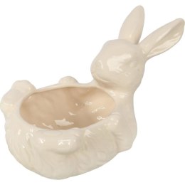 Dekoracyjna Misa w Kształcie Zająca Wielkanocnego z Białej Ceramiki