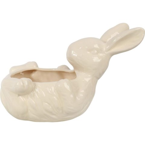 Dekoracyjna Misa w Kształcie Zająca Wielkanocnego z Białej Ceramiki