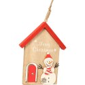 Domek z bałwankiem - Zawieszka drewniana