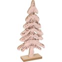 Drewniana Choinka z Różowym Futerkiem i Cekinami