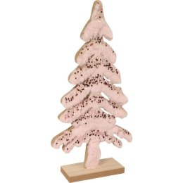 Drewniana Choinka z Różowym Futerkiem i Cekinami