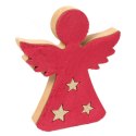 Drewniany Anioł z Aksamitu w Kolorze Czerwonym z Gwiazdami