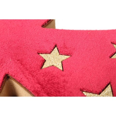 Drewniany Anioł z Aksamitu w Kolorze Czerwonym z Gwiazdami