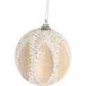 Efektowna Bombka Styropianowa w Kolorze Biało-Kremowym z Brokatem 8 cm