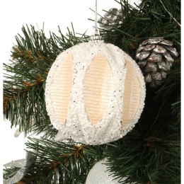 Efektowna Bombka Styropianowa w Kolorze Biało-Kremowym z Brokatem 8 cm