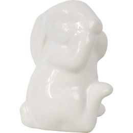 Figurka Dekoracyjna Świąteczny Zając z Białej Ceramiki 9.5x7 cm