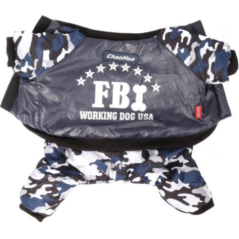 Kombinezon CiepłoChron L dla Średnich Psów - Wodoodporny i Wiatroszczelny w Kolorze Moro Grafitowo-Szarym