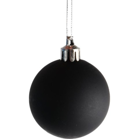 Komplet 12 Czarnych Bombek Plastikowych w Tubie - Mat i Połysk 7cm