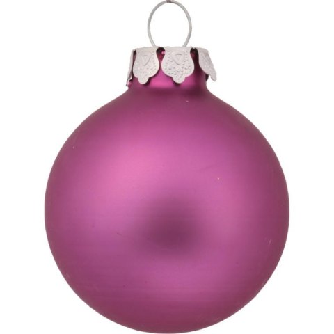 Komplet 12 Fioletowych Bombek Szklanych Mix: Matowe i Błyszczące, Średnica 6 cm