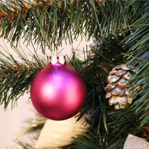 Komplet 12 Fioletowych Bombek Szklanych Mix: Matowe i Błyszczące, Średnica 6 cm