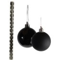 Komplet 16 Czarnych Bombek Plastikowych - Mix Mat i Połysk - w Tubie, 6 cm