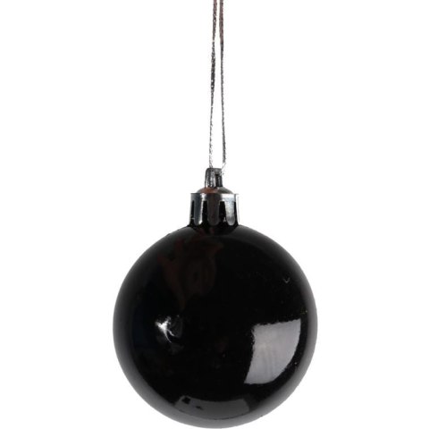 Komplet 16 Czarnych Bombek Plastikowych - Mix Mat i Połysk - w Tubie, 6 cm