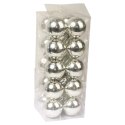 Komplet 20 Srebrnych Bombek Plastikowych o Połysku 5cm w Boxie PVC