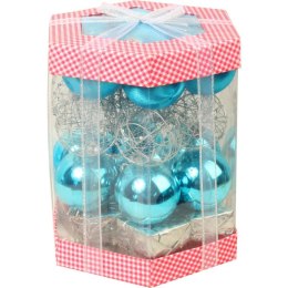 Komplet 28 Zawieszek na Choinkę Mix: Bombki Jedwabne, Kule Druciane, Prezenciki, Bombki Plastikowe w Kolorze Turkusowo-Srebrnym