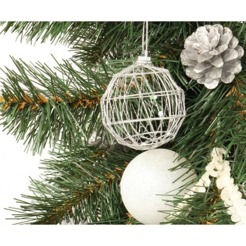 Komplet 28 Zawieszek na Choinkę Mix: Bombki Jedwabne, Kule Druciane, Prezenciki, Bombki Plastikowe w Kolorze Turkusowo-Srebrnym