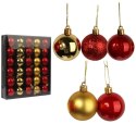 Komplet 30 bombek plastikowych w czerwono-złotym kolorze