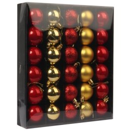 Komplet 30 bombek plastikowych w czerwono-złotym kolorze