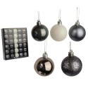 Komplet 30 bombek plastikowych w grafitowo-białym kolorze