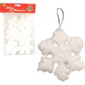 Komplet 6 Białych Styropianowych Śnieżynek - Zawieszki o Wysokości 6 cm