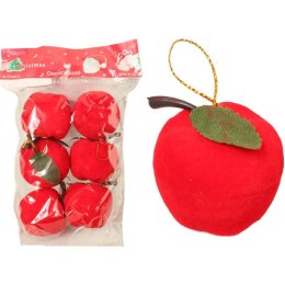 Komplet 6 Czerwonych Jabłek Flokowanych na Zawieszki
