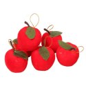 Komplet 6 Czerwonych Jabłek Flokowanych na Zawieszki