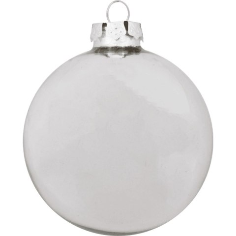 Komplet 6 Srebrnych Bombek Szklanych - Mix Połysk i Mat z Brokatowym Dekorem, 8 cm